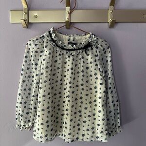 Janie and Jack White Floral Velvet Bow Top Size 4